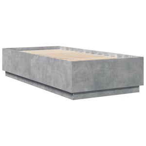 Bettgestell mit LED Betongrau 90x200 cm
