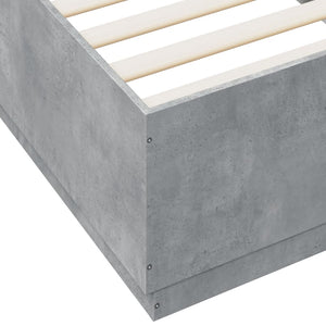 Bettgestell mit LED Betongrau 90x200 cm