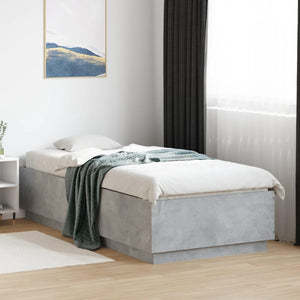 Bettgestell mit LED Betongrau 90x200 cm