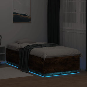 Bettgestell Räuchereiche mit LED 90x200 cm