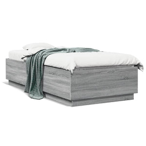 Bettgestell mit LED Grau 90x200 cm
