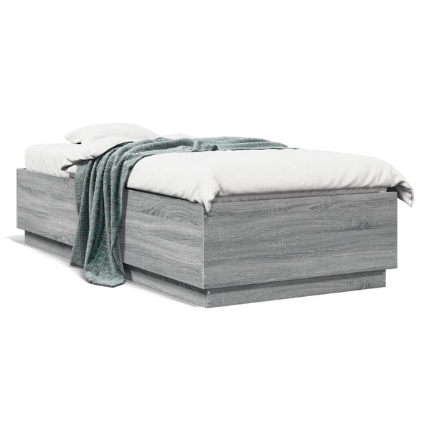 Bettgestell mit LED Grau 90x200 cm