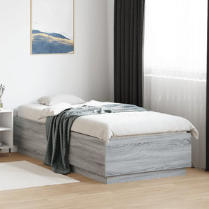 Bettgestell mit LED Grau 90x200 cm