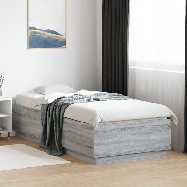 Bettgestell mit LED Grau 90x200 cm