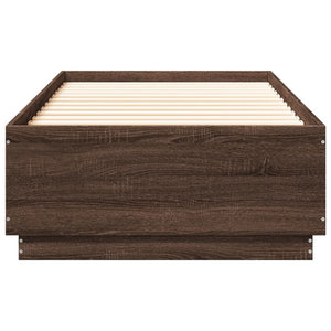 Bettgestell mit LED 90x200 cm Braun Eiche