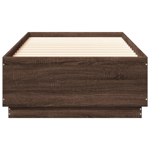 Bettgestell mit LED 90x200 cm Braun Eiche