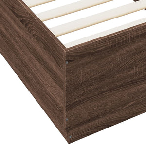 Bettgestell mit LED 90x200 cm Braun Eiche