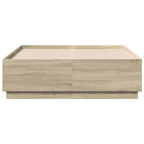Bettgestell mit LED 140x190 cm Sonoma-Eiche