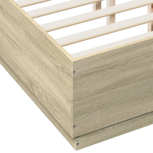 Bettgestell mit LED 140x190 cm Sonoma-Eiche