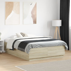 Bettgestell mit LED 140x190 cm Sonoma-Eiche