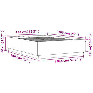 vidaXL Cadre de lit avec LED Chêne fumé 140x190 cm Bois d'ingénierie