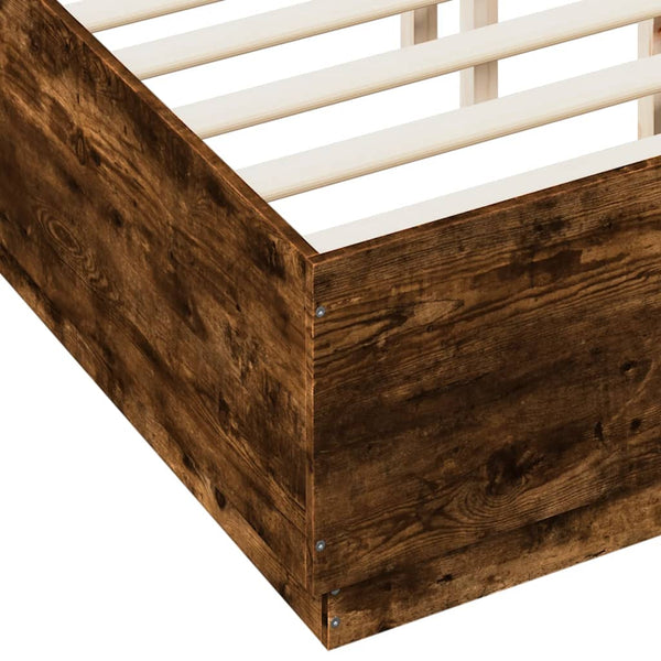 vidaXL Cadre de lit avec LED Chêne fumé 140x190 cm Bois d'ingénierie