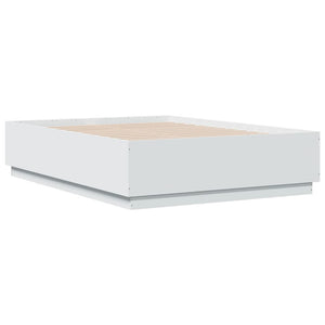 vidaXL Cadre de lit avec LED Blanc 135x190 cm Aggloméré