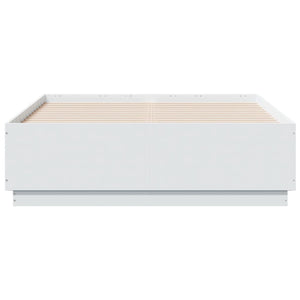 vidaXL Cadre de lit avec LED Blanc 135x190 cm Aggloméré