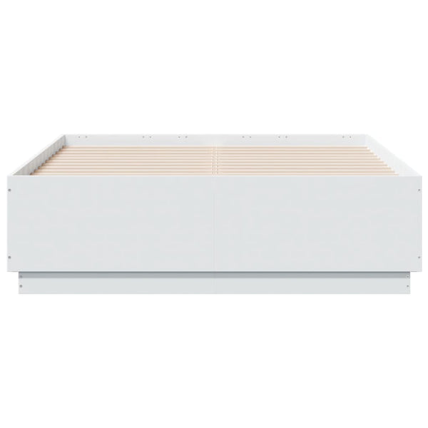 vidaXL Cadre de lit avec LED Blanc 135x190 cm Aggloméré