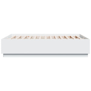 vidaXL Cadre de lit avec LED Blanc 135x190 cm Aggloméré