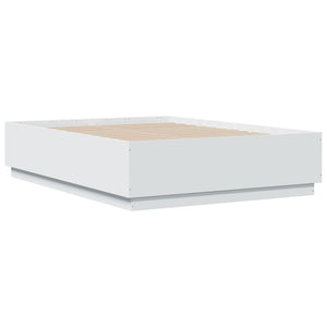 vidaXL Cadre de lit avec LED Blanc 135x190 cm Aggloméré