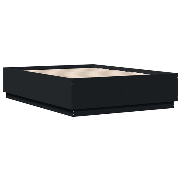 Bettgestell mit LED Schwarz 135x190 cm