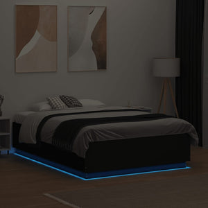 Bettgestell mit LED Schwarz 135x190 cm