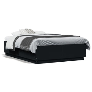 Bettgestell mit LED Schwarz 135x190 cm