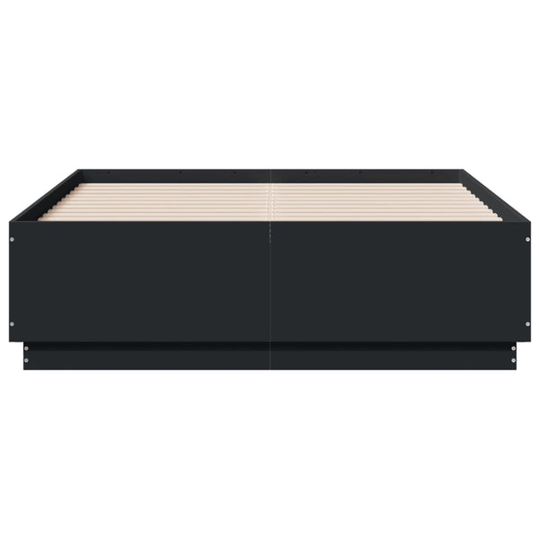 Bettgestell mit LED Schwarz 135x190 cm