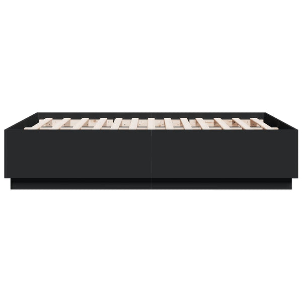Bettgestell mit LED Schwarz 135x190 cm