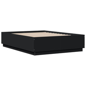 Bettgestell mit LED Schwarz 135x190 cm