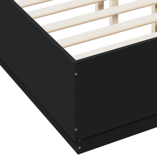 Bettgestell mit LED Schwarz 135x190 cm
