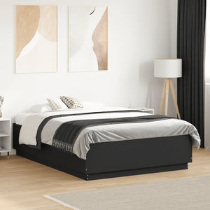 Bettgestell mit LED Schwarz 135x190 cm