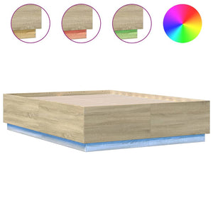 Bettgestell mit LED 135x190 cm Sonoma Eiche