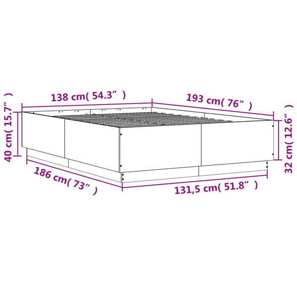 Bettgestell mit LED 135x190 cm Sonoma Eiche