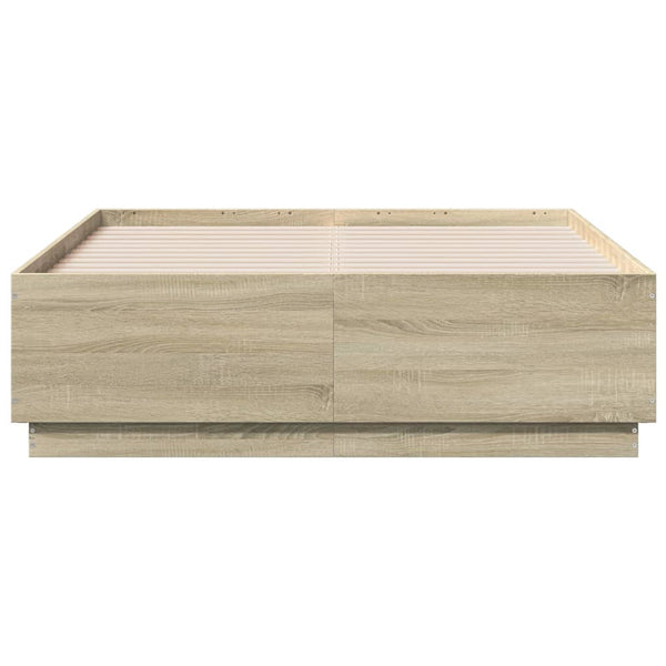 Bettgestell mit LED 135x190 cm Sonoma Eiche