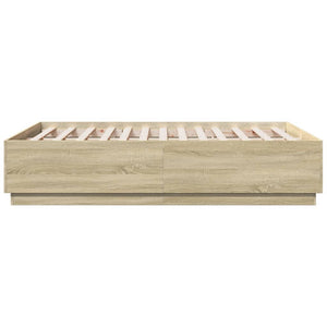 Bettgestell mit LED 135x190 cm Sonoma Eiche