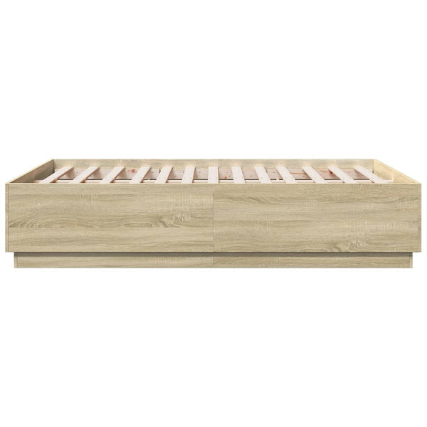 Bettgestell mit LED 135x190 cm Sonoma Eiche