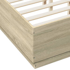 Bettgestell mit LED 135x190 cm Sonoma Eiche