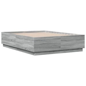 Bettgestell mit LED Grau 135x190 cm