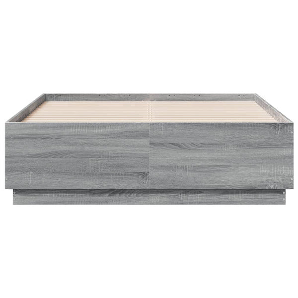 Bettgestell mit LED Grau 135x190 cm