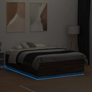 Bettgestell 135x190 cm mit LED Eichenoptik