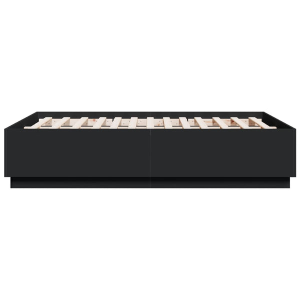 Bettgestell mit LED Schwarz 120x190 cm