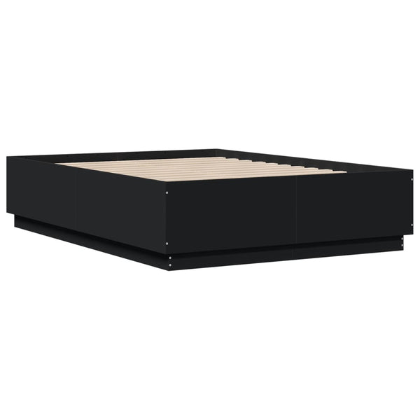 Bettgestell mit LED Schwarz 120x190 cm