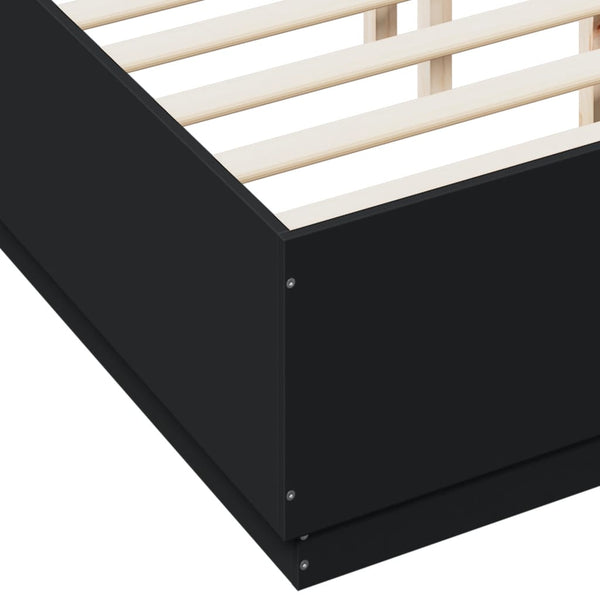 Bettgestell mit LED Schwarz 120x190 cm