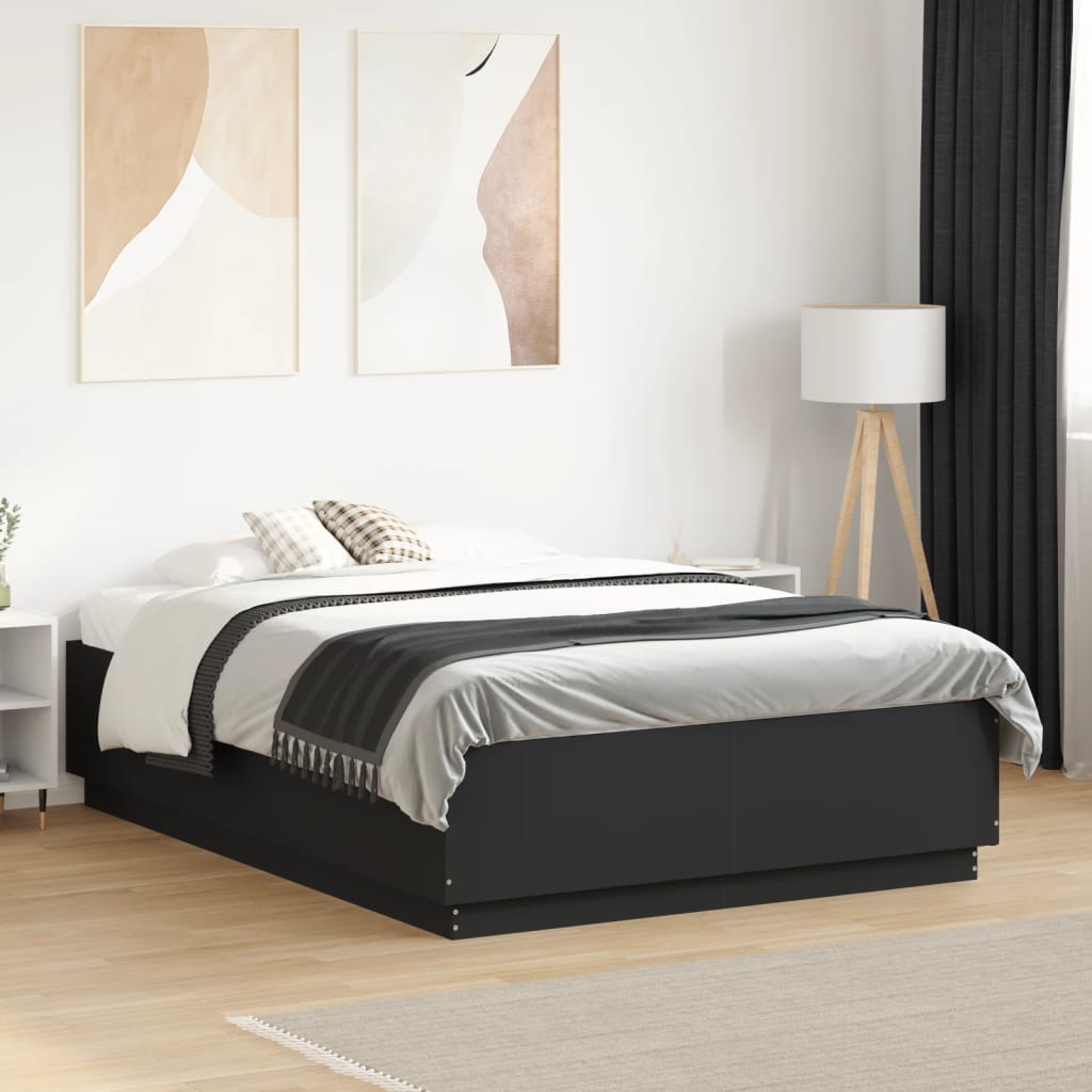 Bettgestell mit LED Schwarz 120x190 cm
