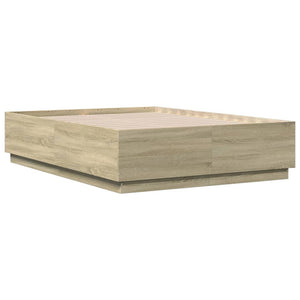 Bettgestell mit LED Sonoma-Eiche 120x190 cm
