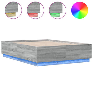 Bettgestell mit LED Grau 120x190 cm