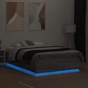 Bettgestell mit LED Grau 120x190 cm