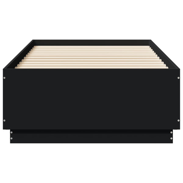Bettgestell mit LED Schwarz 90x190 cm