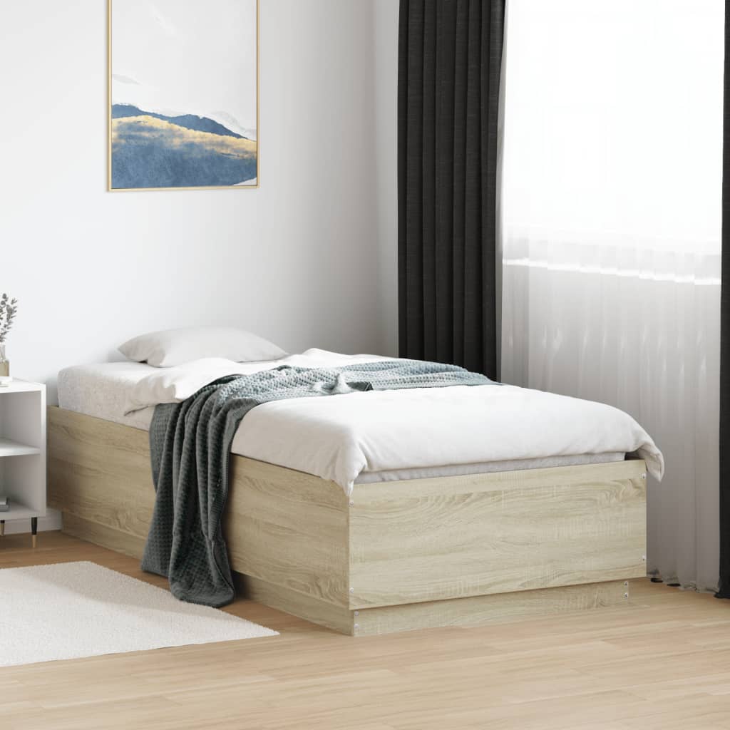Bettgestell mit LED Sonoma-Eiche 90x190 cm
