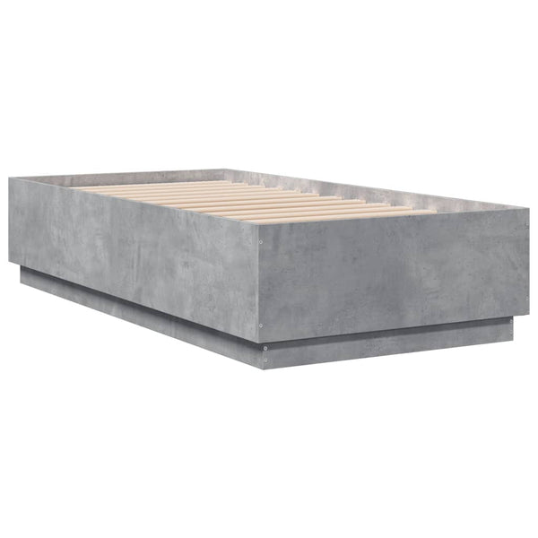 Bettgestell mit LED Betongrau 90x190 cm