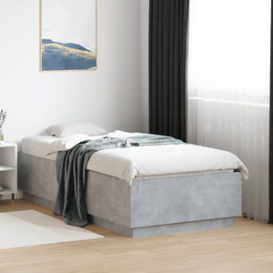 Bettgestell mit LED Betongrau 90x190 cm