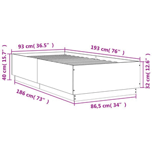 Bettgestell Räuchereiche mit LED 90x190 cm